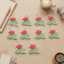 Rose Flower Design Bag Charm Keychain Set (10 Pc)