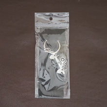 Krishna Flute & Peacock Feather Metal Keychain - (1 Pc)